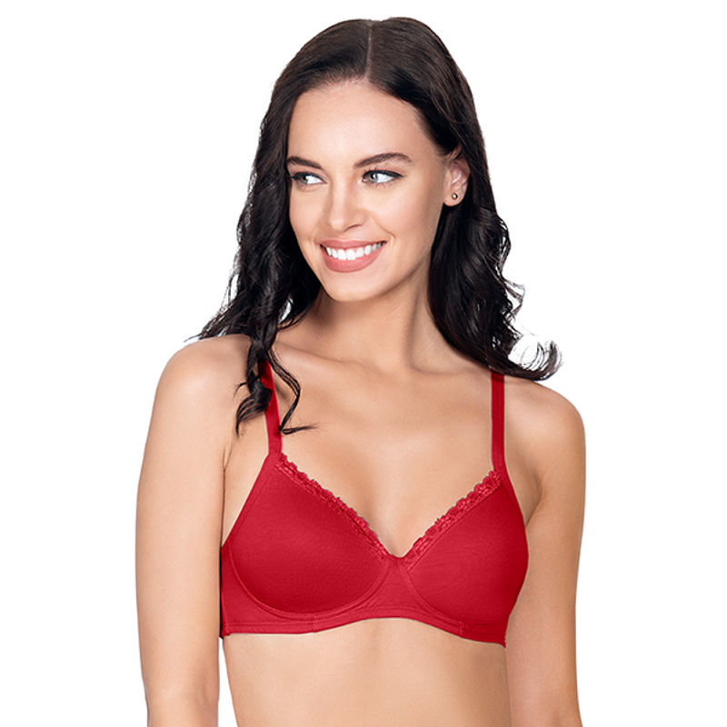 Amante Cotton Casuals Padded Non-Wired T-Shirt Bra - Red (40C)