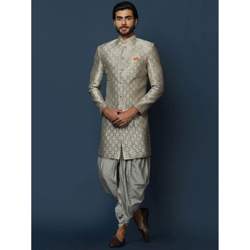 Sherwani Herren-Set Aus Baumwolle - Traditionelle Indische Kleidung Für Feste