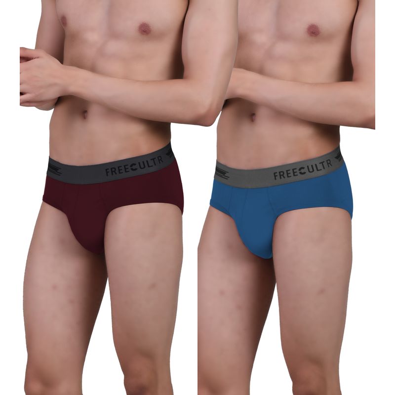 FREECULTR Men's Anti-Microbial Air-Soft Micromodal Underwear Brief, Pack of 2 - Multi-Color (S)