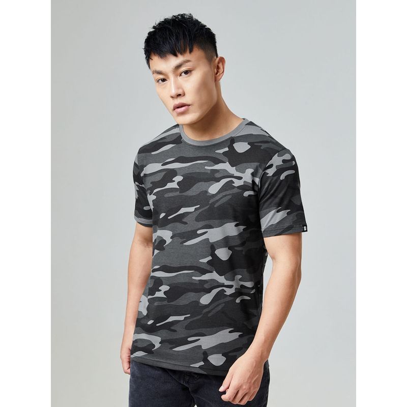 The Souled Store Solids Smoky Grey Camo Tshirts For Men Buy The