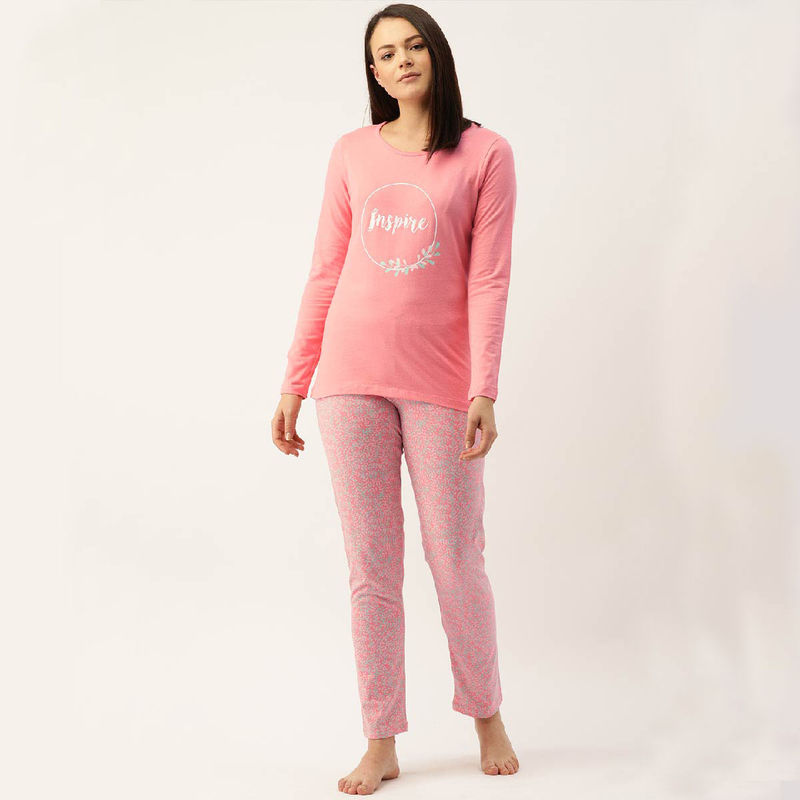 mackly Women Printed Night Suit - Pink (M)