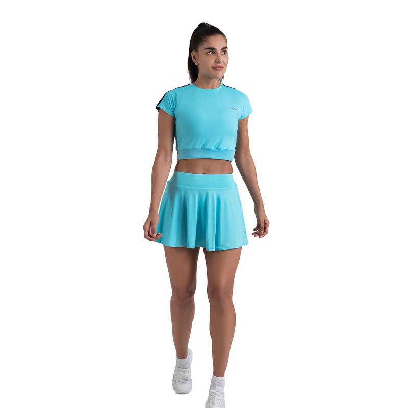 STRCH Blue Solid Regular Crop Top (L)
