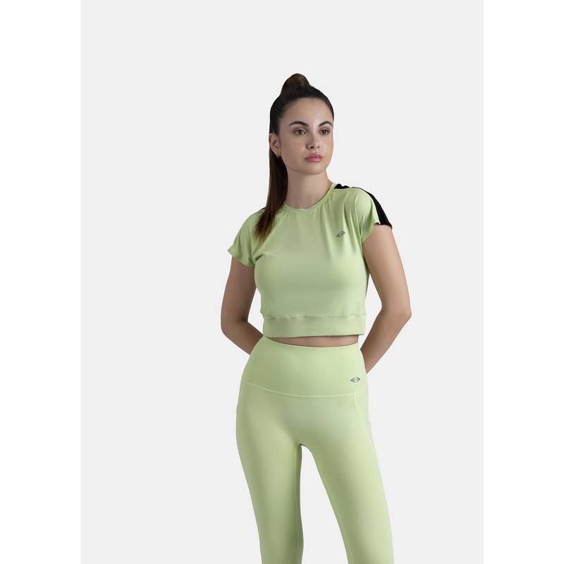 STRCH Green Solid Regular Crop Top (L)