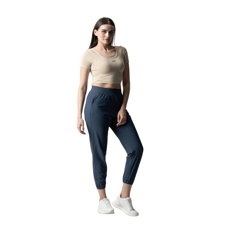 STRCH Beige Solid Regular Crop Top (L)
