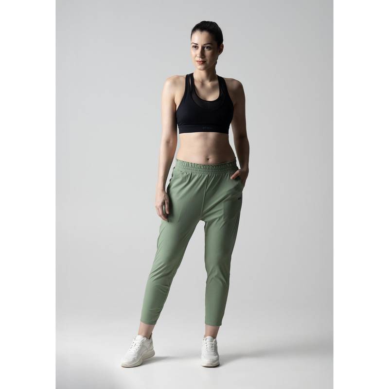 STRCH Green Solid Regular Leggings (L)