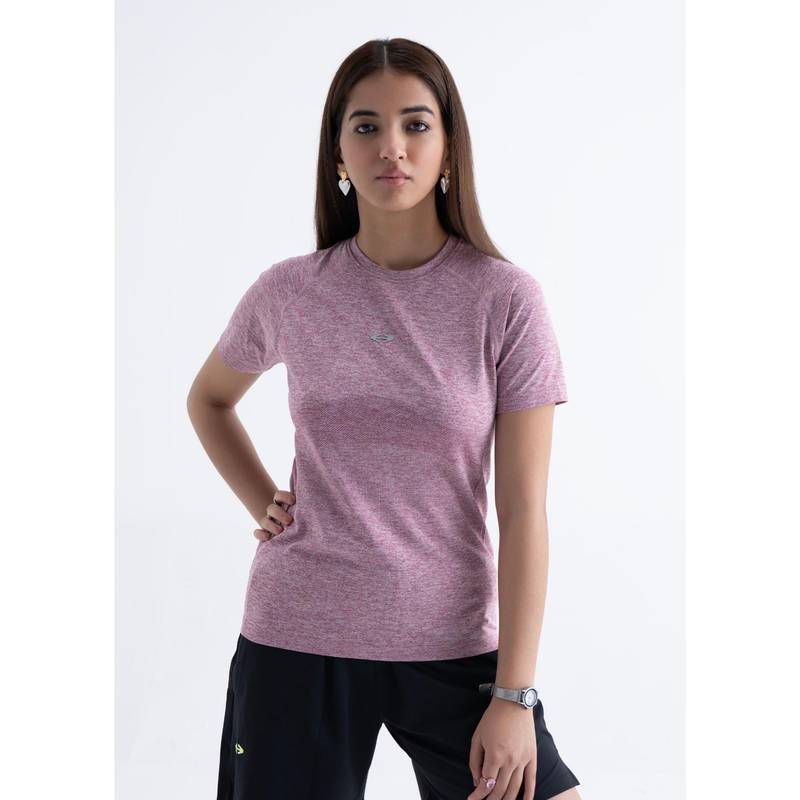 STRCH Pink Solid Slim T-Shirt (L)