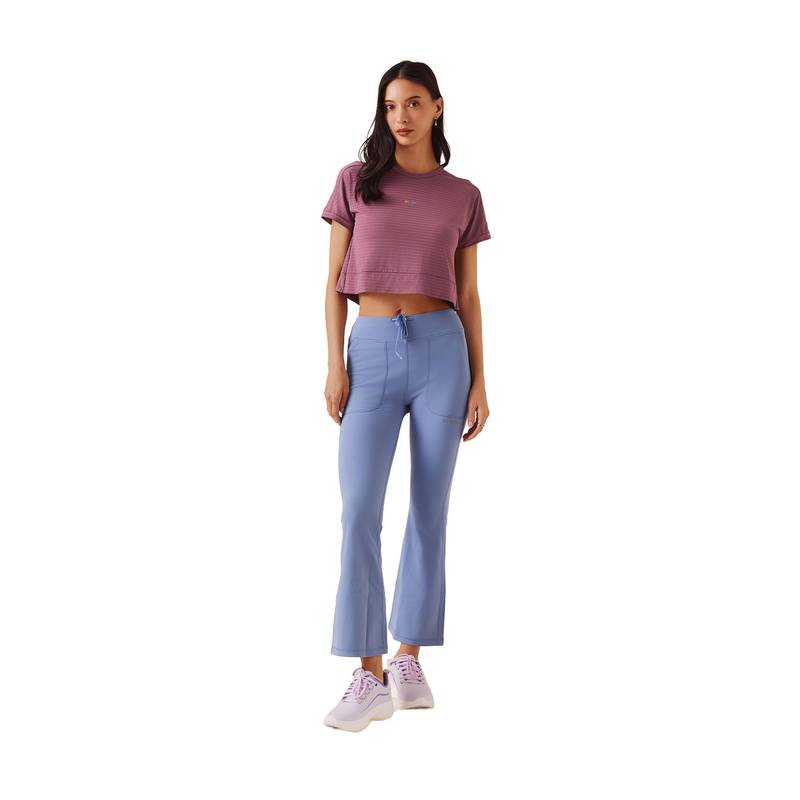 STRCH Blue Solid Slim Leggings (L)