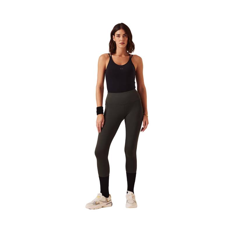 STRCH Olive Solid Skinny Leggings (L)