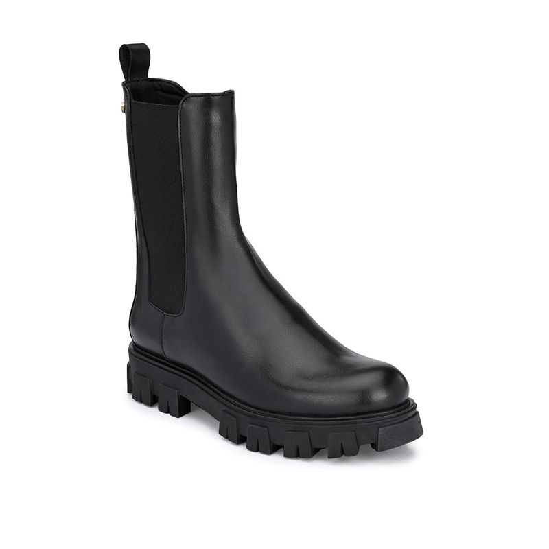 Delize Black Solid Chelsea Boots (UK 8)
