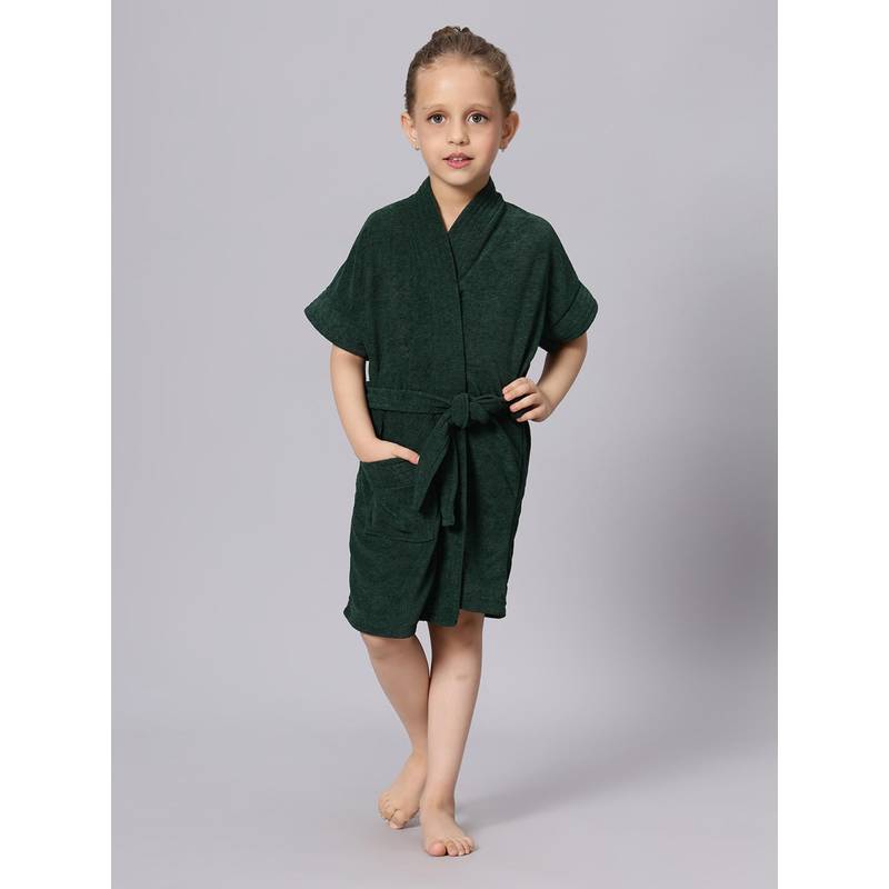 LacyLook Kids Micro Terry Cotton Soft, Absorbent Bathrobe - Green (M)