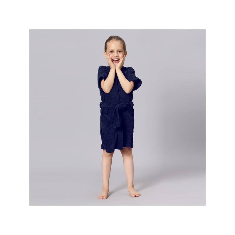 LacyLook Kids Micro Terry Cotton Soft, Absorbent Bathrobe - Navy Blue (M)