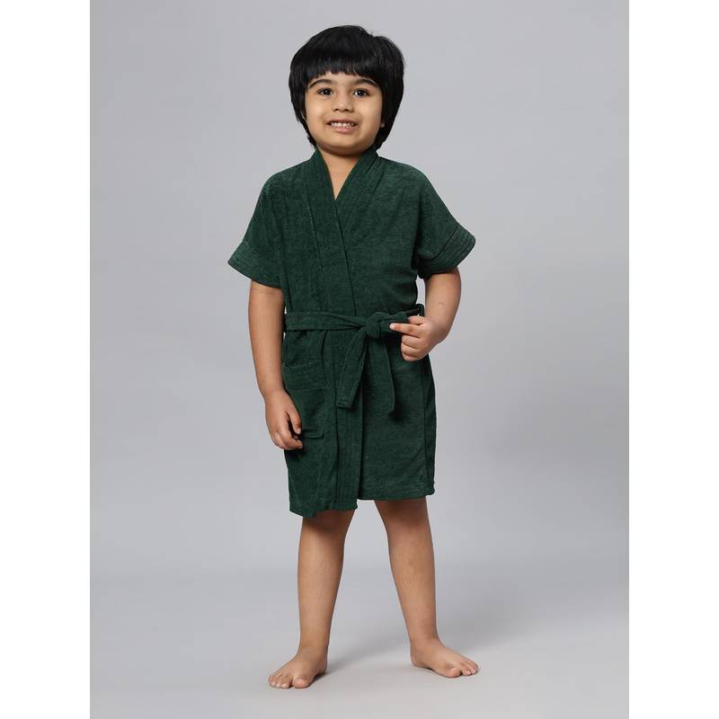 LacyLook Kids Micro Terry Cotton Soft, Absorbent Bathrobe - Green (M)
