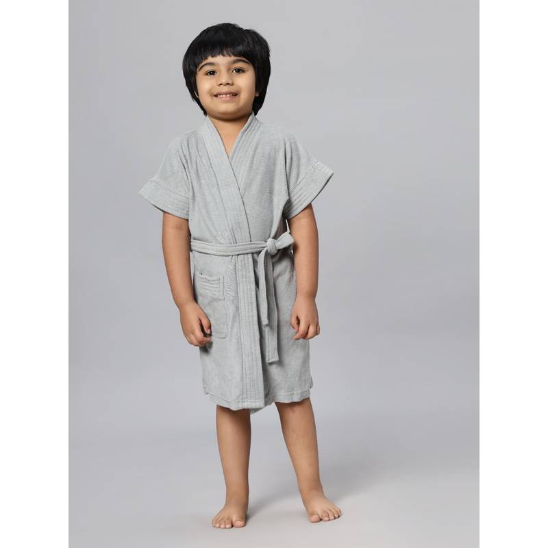 LacyLook Kids Micro Terry Cotton Soft, Absorbent Bathrobe - Grey (M)