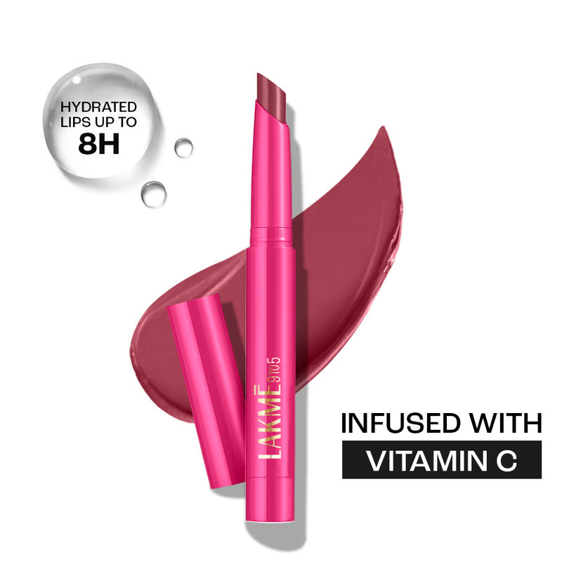Lakme 9 to 5 Forever Matte Lip Crayon, Pitch Pink,with Vitamin C, Long-lasting Hydration