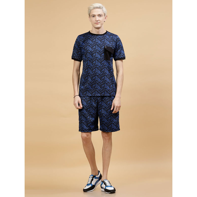 RIGO Blue Jacquard Printed Co-ords (Set of 2) (S)