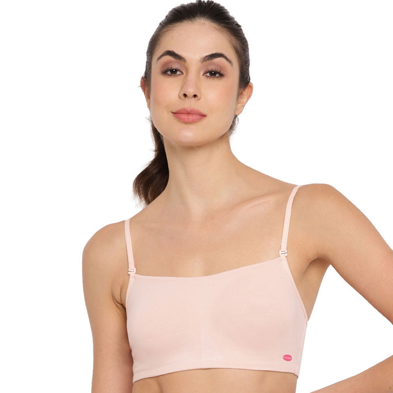 Enamor A022 Cotton Stretch Cami With Detachable Straps Bra - Pink (S) - A022