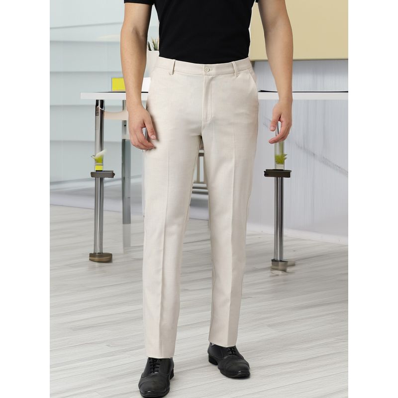 Subtract Flex Waist 4 Way Stretch Formal Trousers in Cream (30)