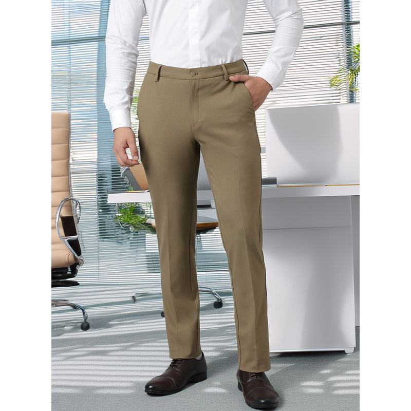 Subtract Flex Waist 4 Way Stretch Formal Trousers in Tan Khaki (30)