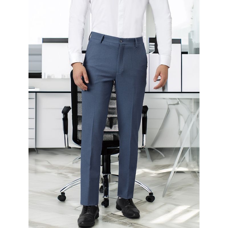 Subtract Flex Waist 4 Way Stretch Formal Trousers in Steel Blue (40)
