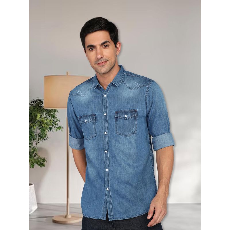 KUONS AVENUE Men's Denim Casual Shirt (M)