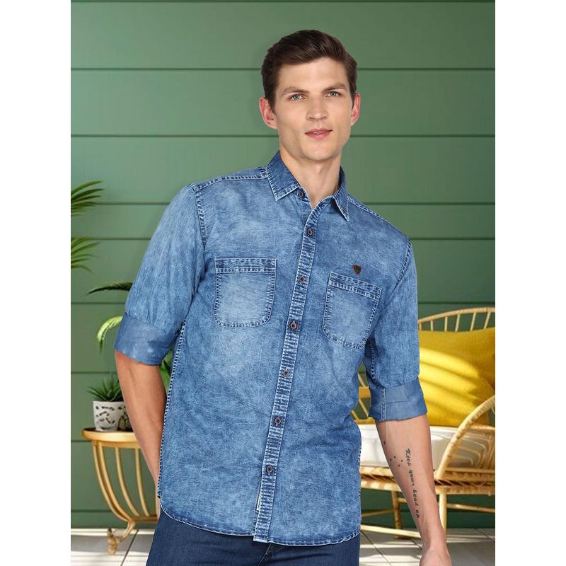 KUONS AVENUE Men's Denim Casual Shirt (M)