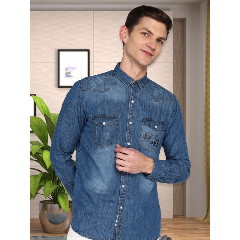 KUONS AVENUE Men's Denim Casual Shirt (M)