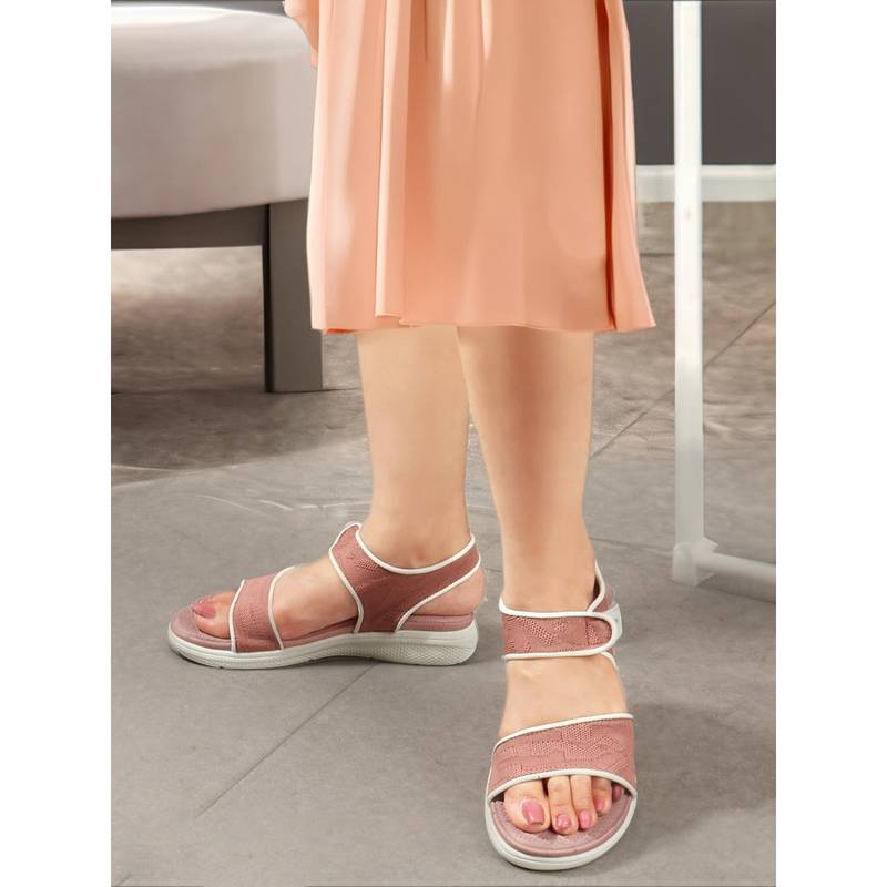 Carlton London Women Casual Sandals Velcro Peach (EURO 36)