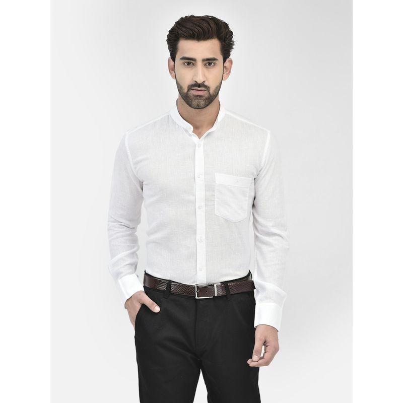 CRIMSOUNE CLUB Mens White Mandarin Collar Shirt (XL)