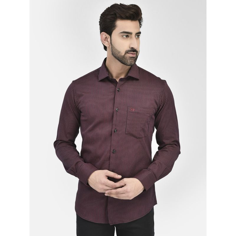 CRIMSOUNE CLUB Mens Maroon Striped Shirt (XL)