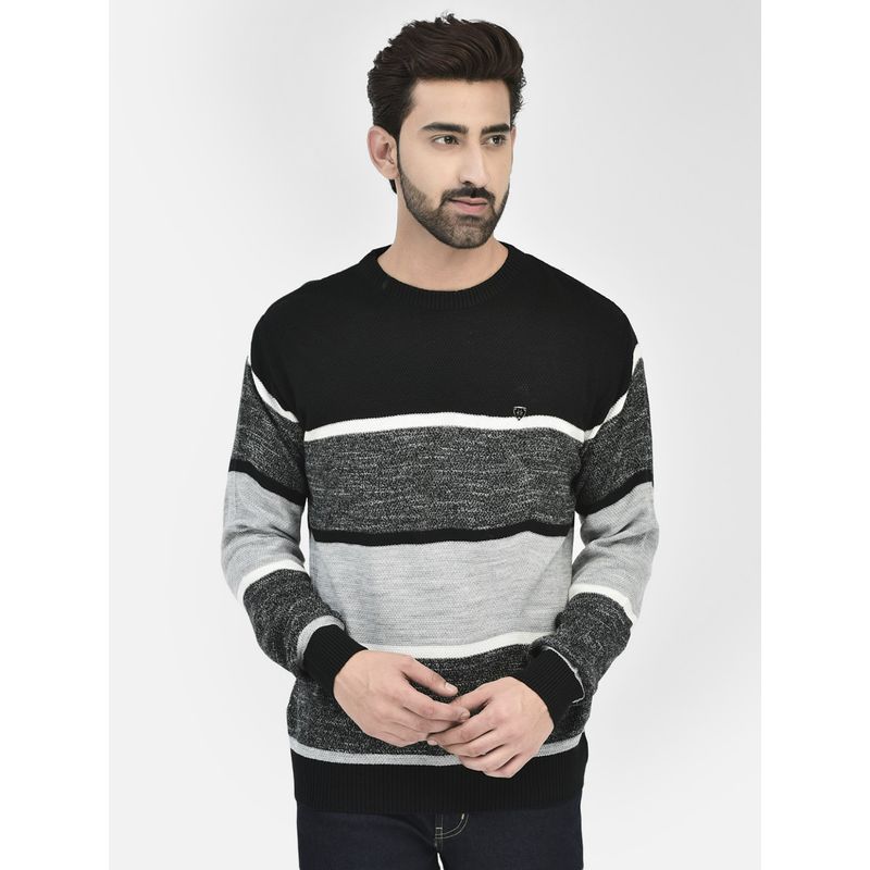 CRIMSOUNE CLUB Mens Black Colourblocked Sweater (XL)