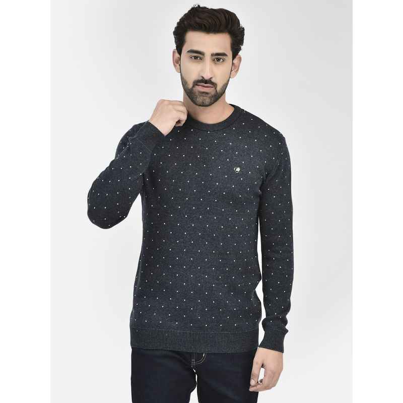 CRIMSOUNE CLUB Mens Navy Blue Printed Sweater (M)