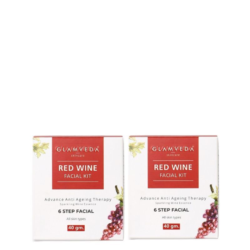 Buy Glamveda Red Wine Advance Anti Ageing Facial Kit (Pack Of 2) Online