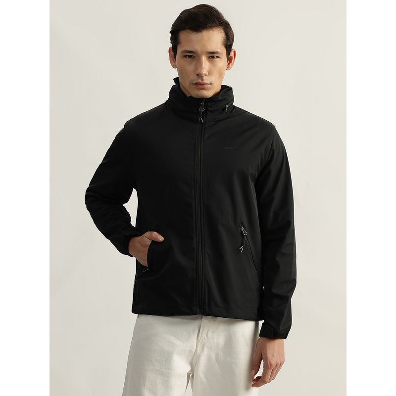 GANT Men Black Solid Hooded Full Sleeves Bomber Jacket (XL)