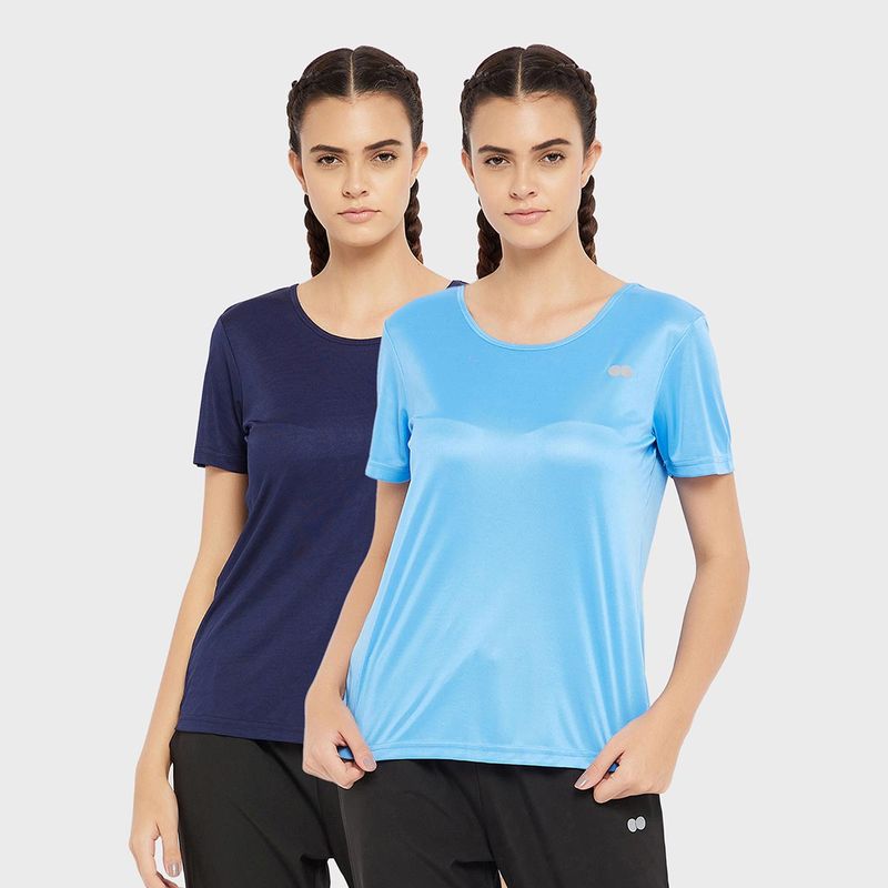 Clovia Comfort-Fit Active T-shirt Multi-Color (Pack of 2)(S)