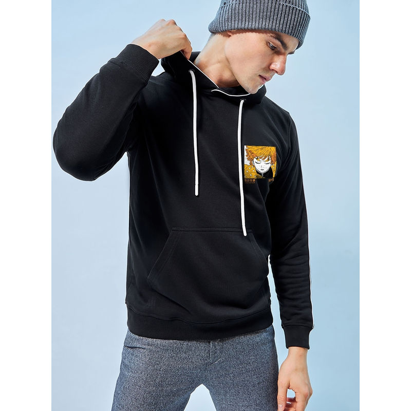 Bewakoof Men's Black Thunder Breathing Zenitsu Graphic Printed Hoodies (M)