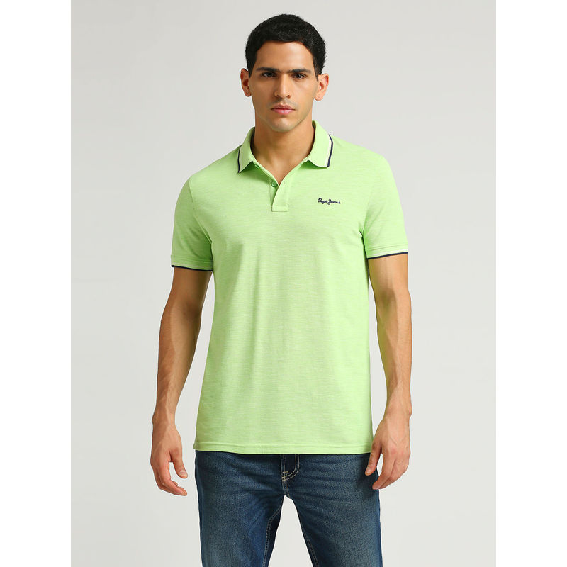 Pepe Jeans Booster Solid Logo Printed Slub Stretch Polo T-shirt (S)