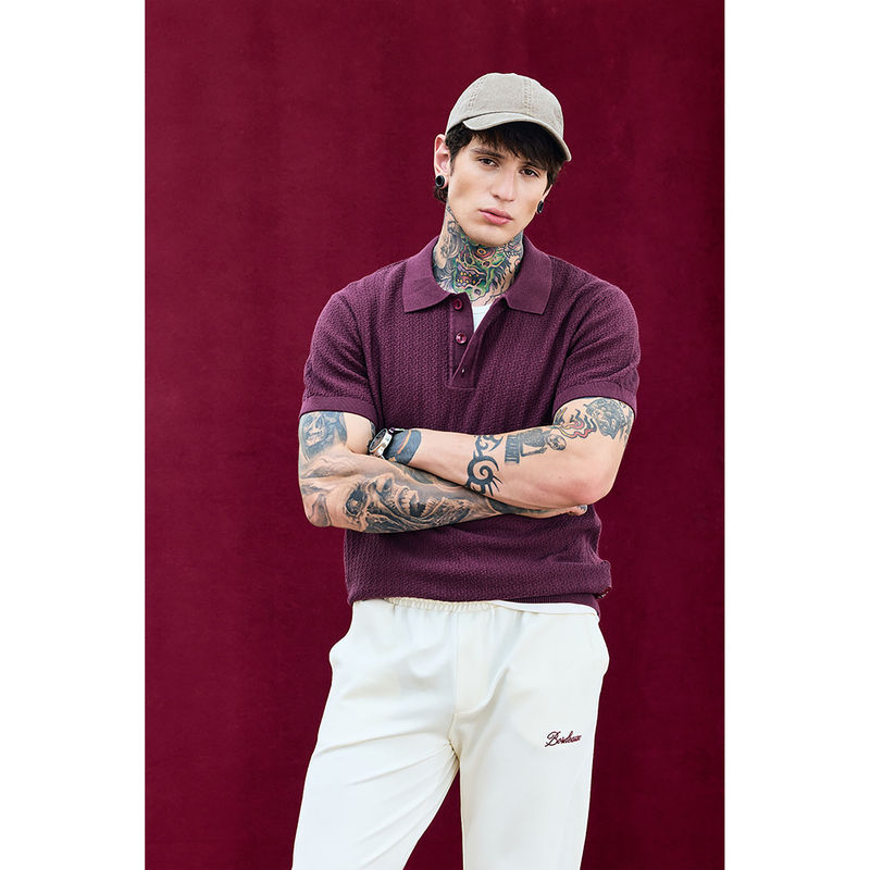 Snitch Bordeaux Wine Relaxed Fit Polo T-Shirt (L)