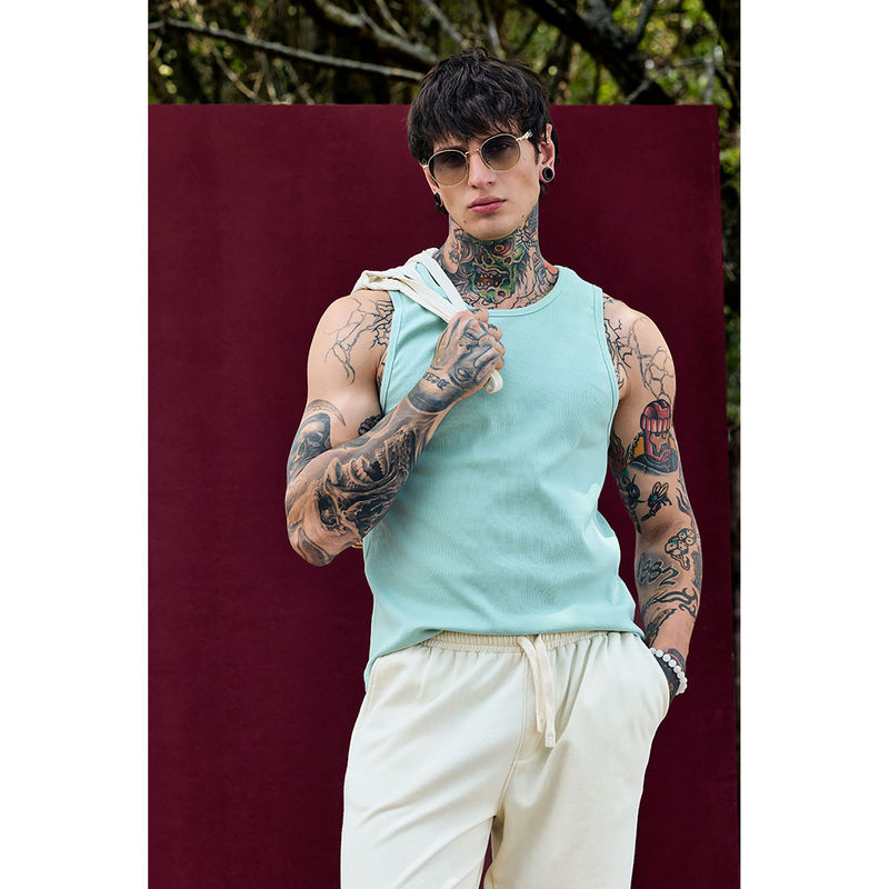 Snitch Bordeaux Mint Green Solid Ribbed T-Shirt (M)