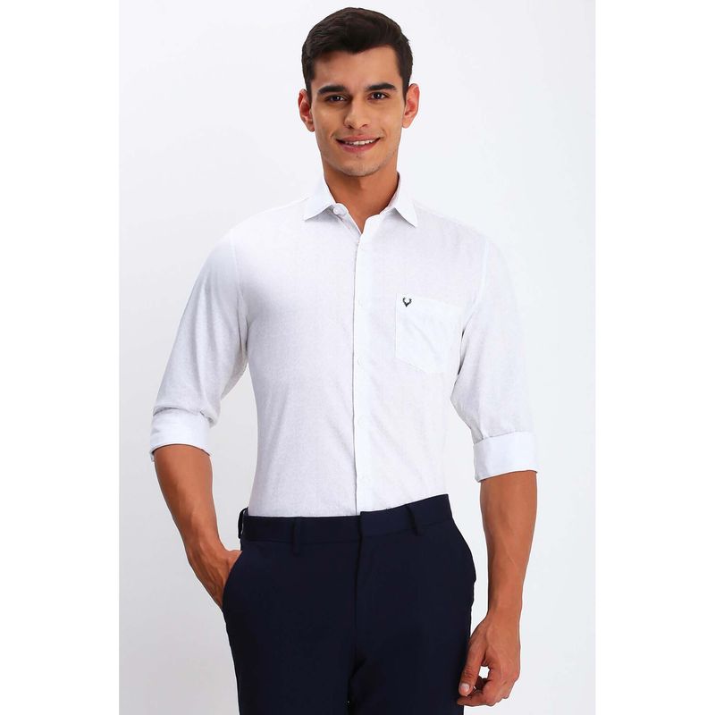 Allen Solly Men White Slim Fit Printed Full Sleeves Formal Shirt (42)