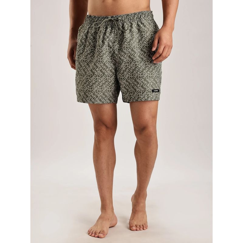 Calvin Klein Logo Olive Low Rise Swimwear Shorts (M)