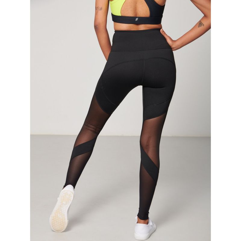 Strongr.Athleisure Women Black Mesh Sculpt Leggings (M)