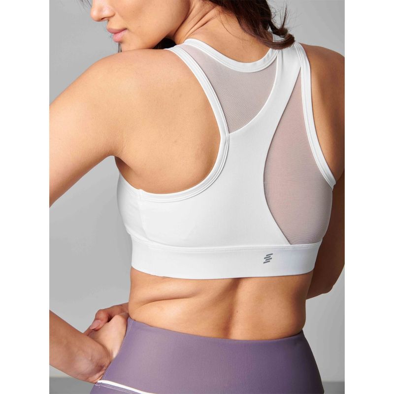 Strongr.Athleisure Women Offwhite Racerback Mesh Sports Bra (XS)
