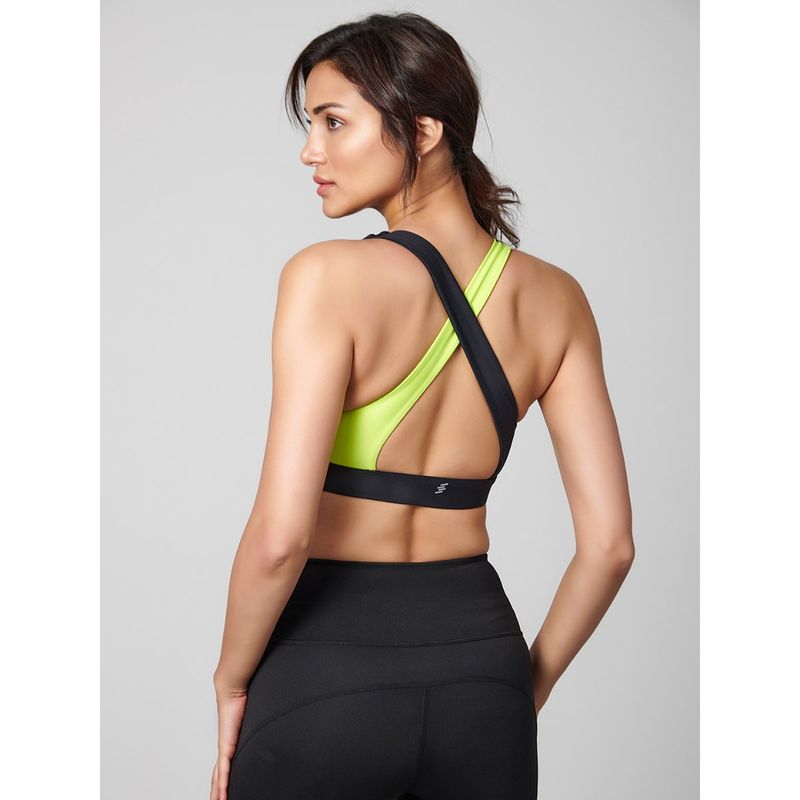 Strongr.Athleisure Women Criss-Cross Colorblocked Sports Bra (S)