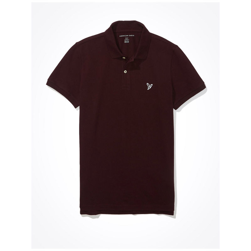 American Eagle Burgundy Slim Flex Polo T-Shirt (XS)