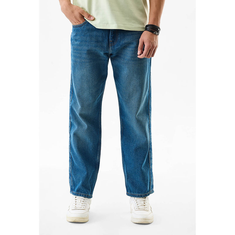 Snitch Men Blue Solid Relaxed Fit Jeans (36)