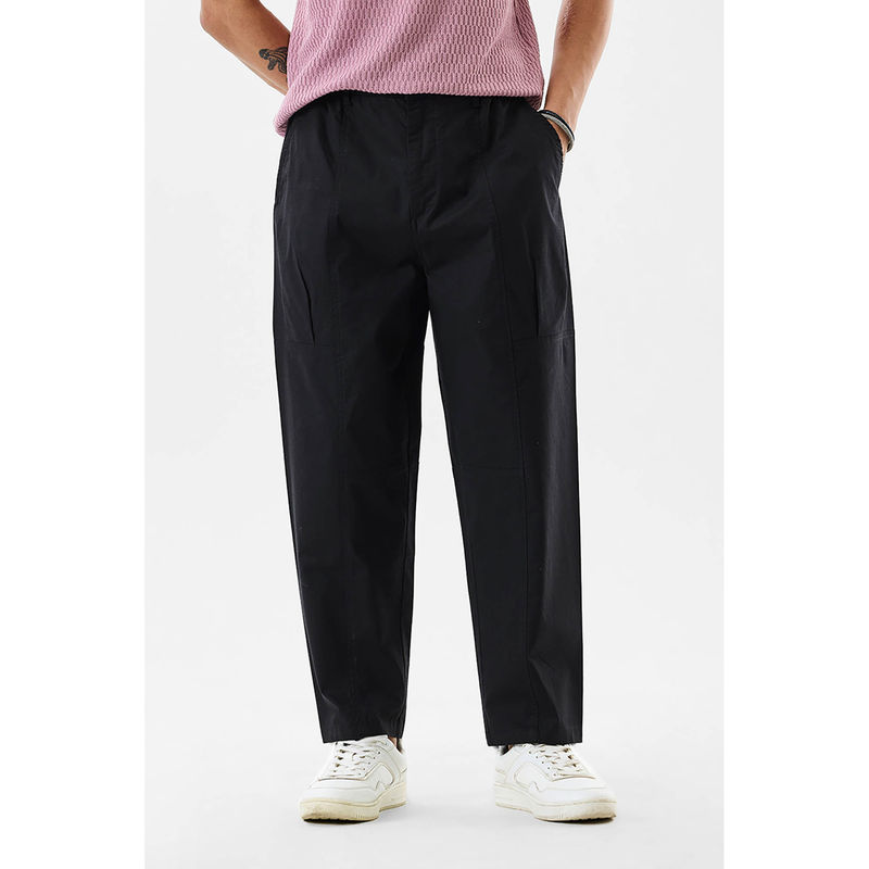 Snitch Men Black Solid Relaxed Fit Trouser (34)