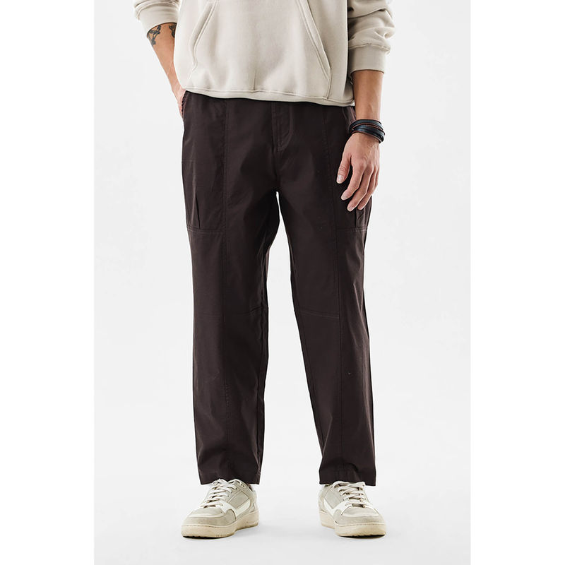Snitch Men Brown Solid Relaxed Fit Trouser (34)