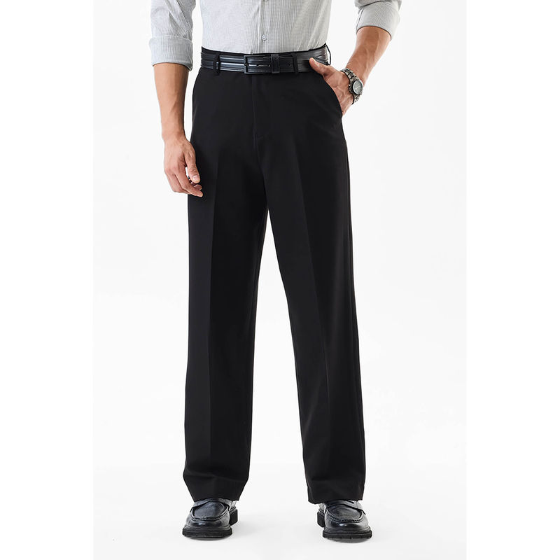 Snitch Men Black Solid Regular Fit Trouser (36)