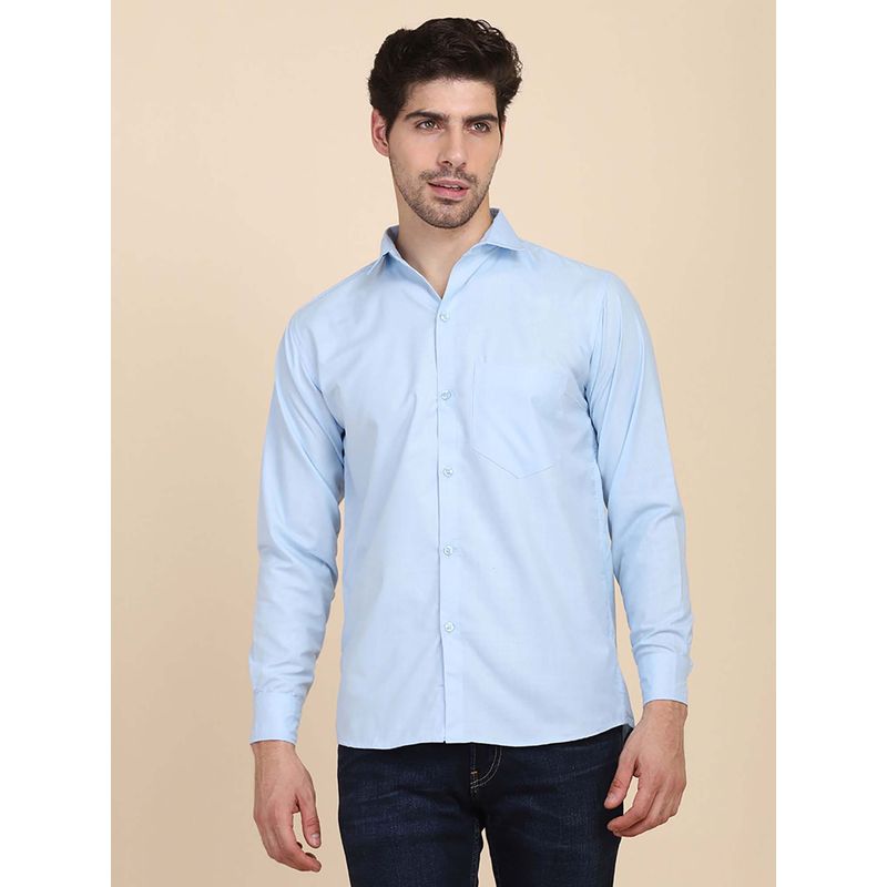 TAHVO Blue Solid Casual Shirt (44)
