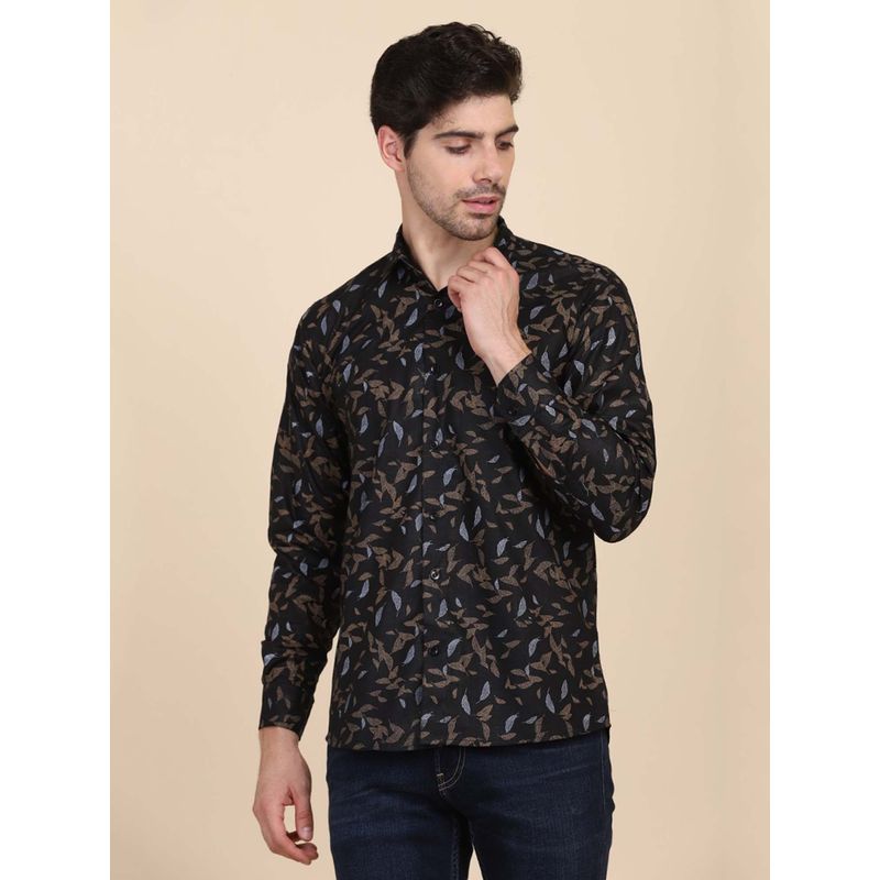 TAHVO Black Printed Casual Shirt (42)